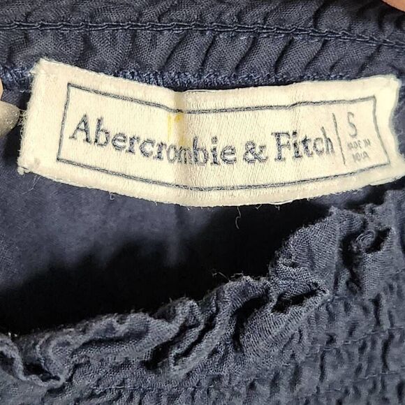 Abercrombie & Fitch vintage eyelet of shoulder top navy white small - Picture 8 of 10